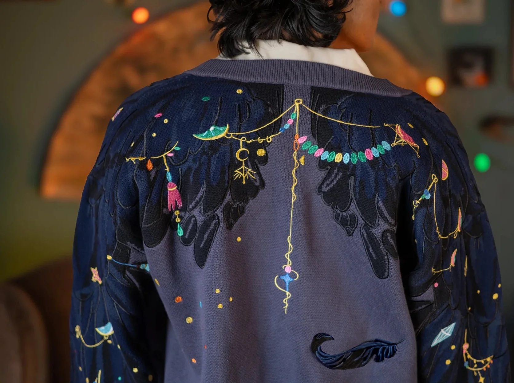 The Wizard of Flame & Feathers // Embroidered Cardigan - Image 3