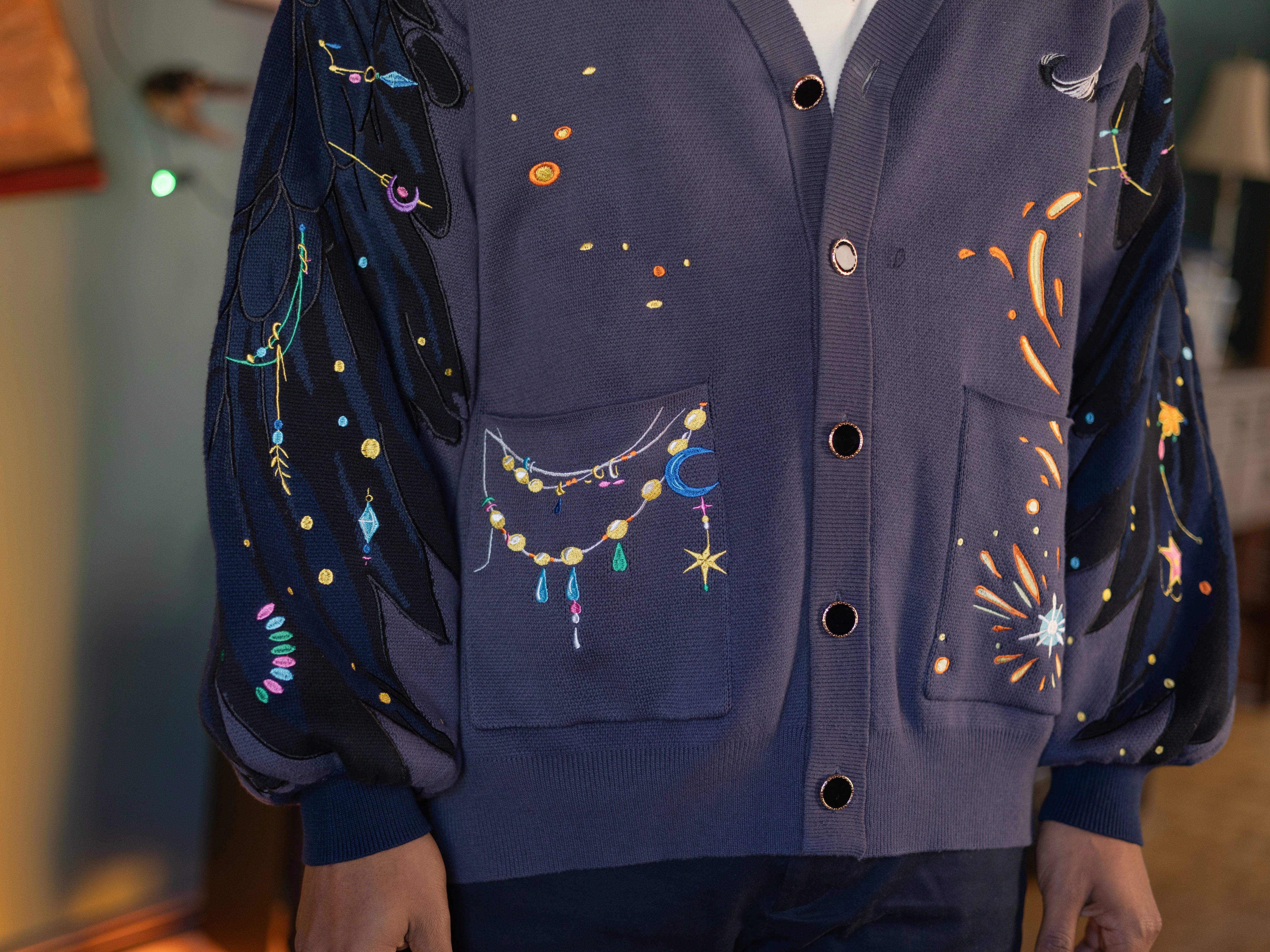 The Wizard of Flame & Feathers // Embroidered Cardigan - Image 5